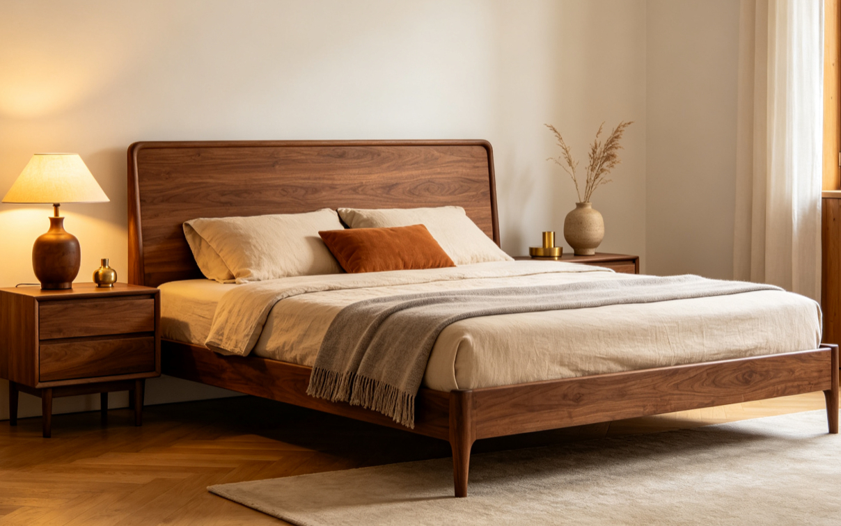 Shanghai Home Expo | Mid-Century Modern Solid Wood Beds: Crafting an Atmospheric Bedroom